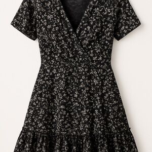 SHEIN Black and White Fit and Flare Midi Dress